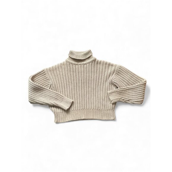 Elevated chunky everyday 100% cotton knit by Arthur Apparel. Ribbed turtleneck - Picture 2 of 4